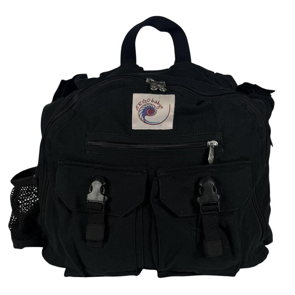 ERGObaby Black Canvas Medium Backpack Diaper Bag Boys BP6CN Zip Pockets